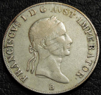 20 крейцеров 1835 B Австрия. Старый тип. Серебро. Монета продается в единственном экземпляре, изображенном на фото.