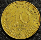 10 сантимов 1990 Франция. VF-XF. На фото образец.