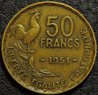 50 франков 1951 без буквы. Монета продается в единственном экземпляре, изображенном на фото.