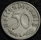 50 рейхспфеннигов 1935 A Германия. Монета продается в единственном экземпляре, изображенном на фото.