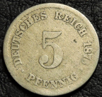 5 пфеннигов 1876 H Германия. Монета продается в единственном экземпляре, изображенном на фото.