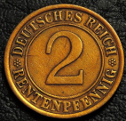 2 рентенпфеннига 1924 J Германия. Монета продается в единственном экземпляре, изображенном на фото.
