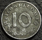 10 рейхспфеннигов 1942 A Германия. Монета продается в единственном экземпляре, изображенном на фото.