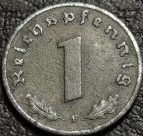 1 рейхспфенниг 1941 F Германия. Монета продается в единственном экземпляре, изображенном на фото.