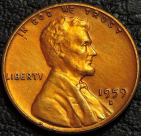 1 цент 1959 D США. Монета продается в единственном экземпляре, изображенном на фото.