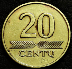 20 центов 1997 Литва. Уценка. Монета продается в единственном экземпляре, изображенном на фото.