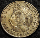 50 сентаво 1964 Мексика. VF-XF (состояние монет от хорошего до отличного). На фото образец.