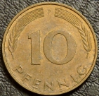 10 пфеннигов 1996 F ФРГ. VF-XF. На фото образец.