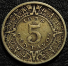 5 сентаво 1936 Мексика. Монета продается в единственном экземпляре, изображенном на фото.