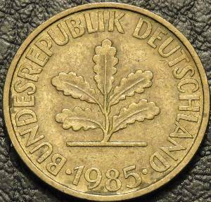 10 пфеннигов 1985 G ФРГ. F-XF. На фото образец.
