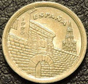 5 песет 1996 Испания. Монеты из обращения. На фото образец.