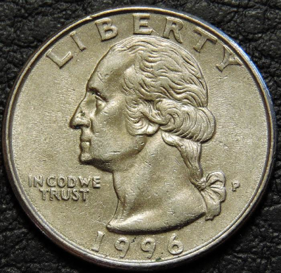 25 центов (квотер) 1996 P США. Монета продается в единственном экземпляре, изображенном на фото.