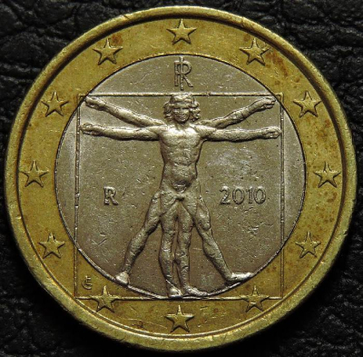 1 евро 2010 Италия. Монета продается в единственном экземпляре, изображенном на фото.