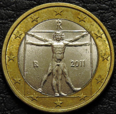 1 евро 2011 Италия. Монета продается в единственном экземпляре, изображенном на фото.