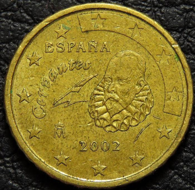 10 евроцентов 2002 Испания. Монета продается в единственном экземпляре, изображенном на фото.