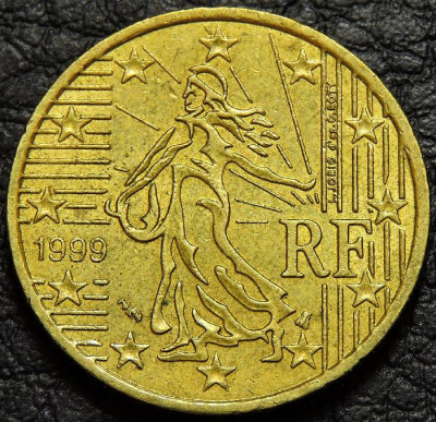 50 евроцентов 1999 Франция. Монета продается в единственном экземпляре, изображенном на фото.