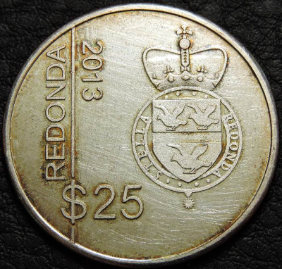 25 долларов 2013 Антигуа и Барбуда. Редонда. Монета продается в единственном экземпляре, изображенном на фото.