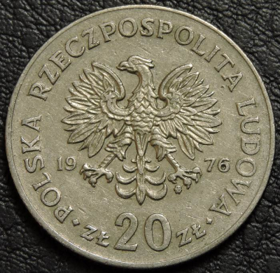 20 злотых 1976 Польша. Марсель Новотко MW. Монета продается в единственном экземпляре, изображенном на фото.