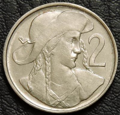 2 кроны 1948 Чехословакия. Монета продается в единственном экземпляре, изображенном на фото.