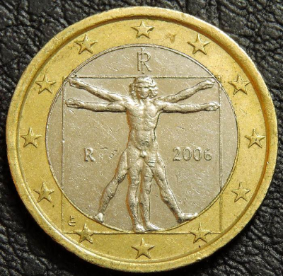 1 евро 2006 Италия. Монета продается в единственном экземпляре, изображенном на фото.