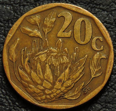20 центов 1994 ЮАР. Монета продается в единственном экземпляре, изображенном на фото.