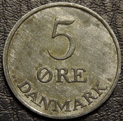 5 эре 1955 Дания. Монета продается в единственном экземпляре, изображенном на фото.