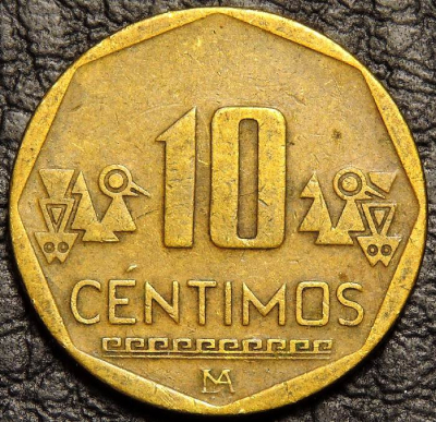 10 сентимо 2005 Перу. Монета продается в единственном экземпляре, изображенном на фото.