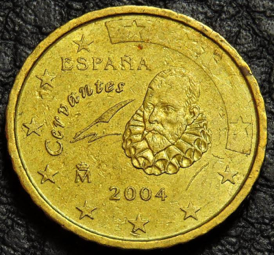 10 евроцентов 2004 Испания. F-XF (состояние монет от хорошего до очень хорошего). На фото образец.