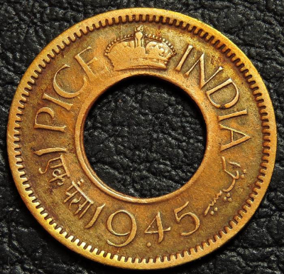 1 пайс 1945 Британская Индия. Монета продается в единственном экземпляре, изображенном на фото.