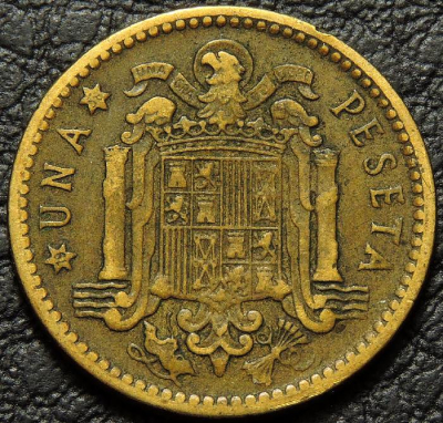 1 песета 1953 Испания. VF-XF. На фото образец.