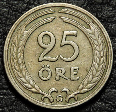 25 эре 1940 GV Швеция. Монета продается в единственном экземпляре, изображенном на фото.