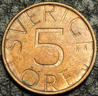 5 эре 1981 Швеция. F-XF. На фото образец.