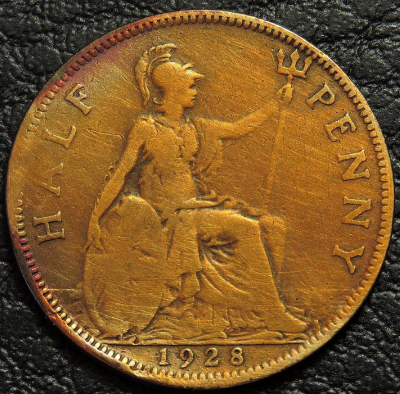1/2 пенни 1928 Великобритания. Монета продается в единственном экземпляре, изображенном на фото.