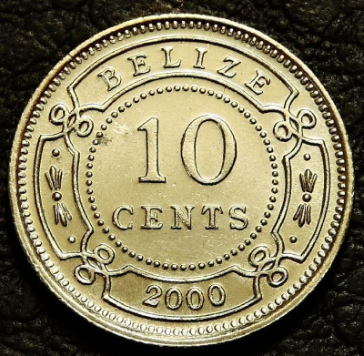 10 центов 2000 Белиз. Монета продается в единственном экземпляре, изображенном на фото.