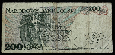 200 злотых 1988 Польша. Банкнота продается в единственном экземпляре, изображенном на фото.