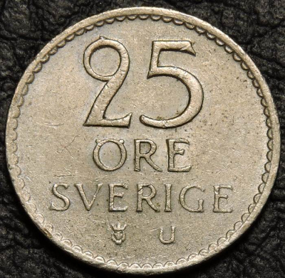 25 эре 1967 Швеция. Монета продается в единственном экземпляре, изображенном на фото.