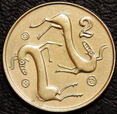 2 цента 1991 Кипр. Монета продается в единственном экземпляре, изображенном на фото.