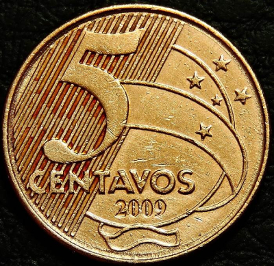 5 сентаво 2009 Бразилия. Монета продается в единственном экземпляре, изображенном на фото.