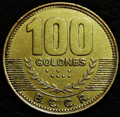 100 колонов 2007 Коста-Рика. Монета продается в единственном экземпляре, изображенном на фото.