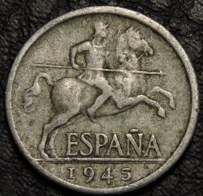 5 сентимо 1945 Испания №3. Монета продается в единственном экземпляре, изображенном на фото.