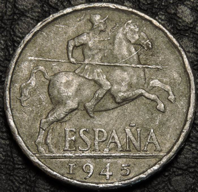 10 сентимо 1945 Испания №2. Монета продается в единственном экземпляре, изображенном на фото.
