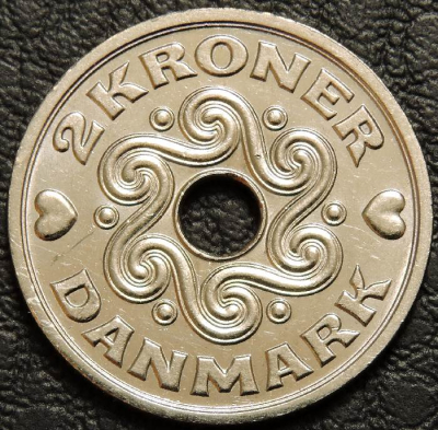 2 кроны 2007 Дания. Монета продается в единственном экземпляре, изображенном на фото.