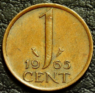 1 цент 1965 Нидерланды. Монета продается в единственном экземпляре, изображенном на фото.