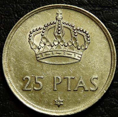 25 песет 1975 (79) Испания. Монета продается в единственном экземпляре, изображенном на фото.