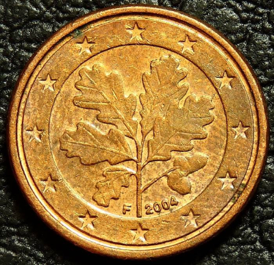 1 евроцент 2004 F Германия. Монета продается в единственном экземпляре, изображенном на фото.