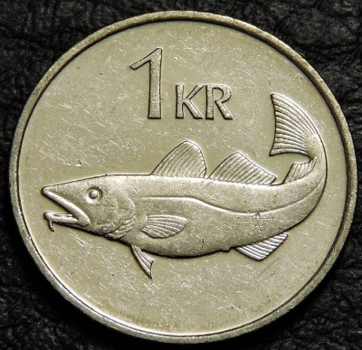 1 крона 2006 Исландия. VF-XF (состояние монет от хорошего до отличного). На фото образец.