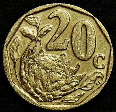 20 центов 2007 ЮАР. Монета продается в единственном экземпляре, изображенном на фото.
