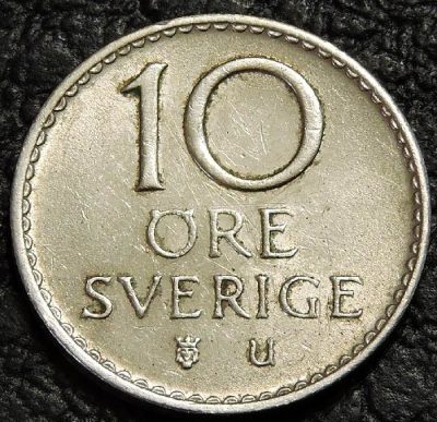 10 эре 1966 Швеция. Монета продается в единственном экземпляре, изображенном на фото.