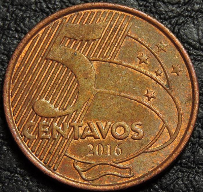 5 сентаво 2016 Бразилия. Монета продается в единственном экземпляре, изображенном на фото.
