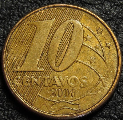 10 сентаво 2006 Бразилия. VF-XF. На фото образец.